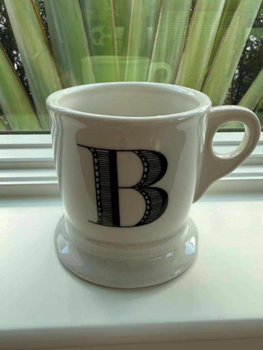 White Ceramic Monogram Mug with Black Letter B